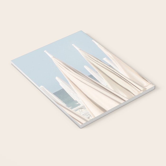 Minimalist Beach Photo Print | White Umbrellas | Coastal Summer Travel Photography Notebook Gallery Image 3