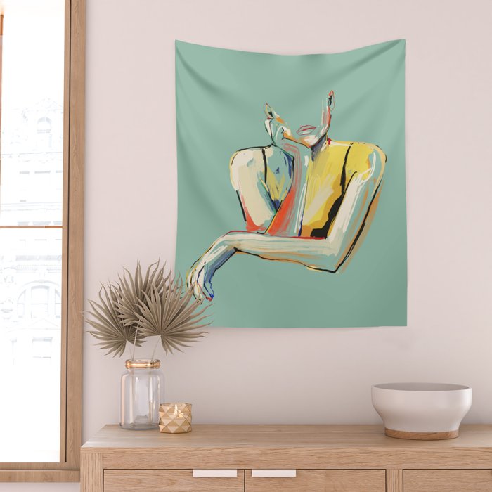 Minimal Abstract Woman 4 Wall Tapestry Gallery Image 2