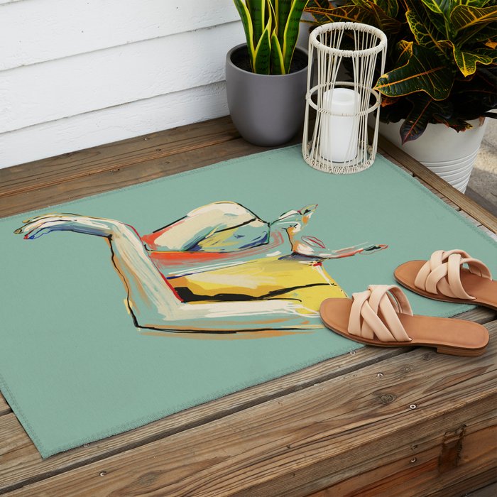 Minimal Abstract Woman 4 Outdoor Rug Gallery Image 2
