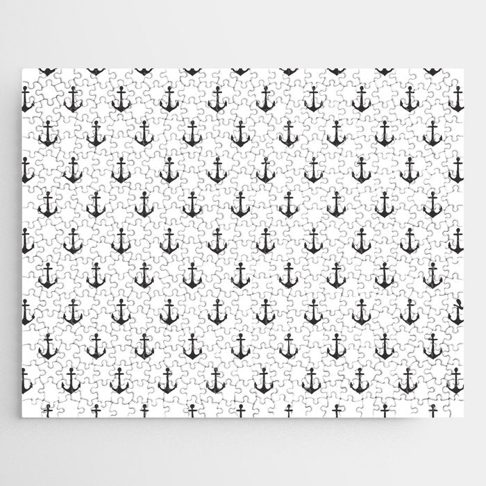 Simple black white modern nautical anchor Jigsaw Puzzle Gallery Image 1