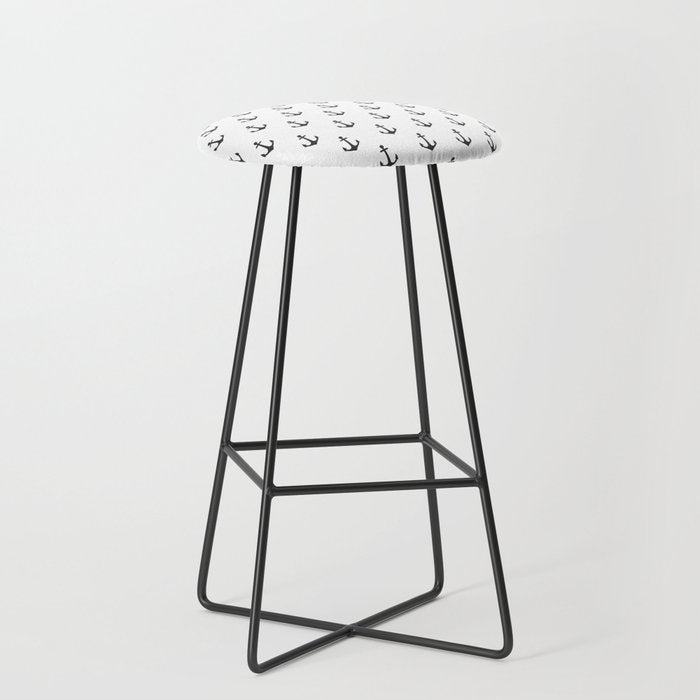 Simple black white modern nautical anchor Stool Gallery Image 1