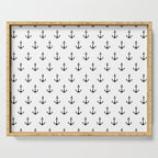 Simple black white modern nautical anchor Serving Tray Gallery Image 1
