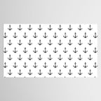 Simple black white modern nautical anchor Tablecloth Gallery Image 2