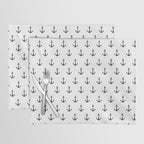 Simple black white modern nautical anchor Placemat Gallery Image 1