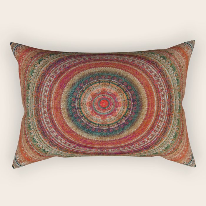Earth Tone Colored Mandala Rectangular Pillow Gallery Image 1