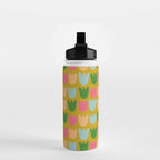 Rows of Tulips in Bloom in Yellow Ochre & Peach Water Bottle Gallery Image 2