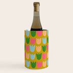 Rows of Tulips in Bloom in Yellow Ochre & Peach Wine Chiller Gallery Image 2
