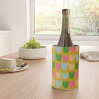 Rows of Tulips in Bloom in Yellow Ochre & Peach Wine Chiller Gallery Image 4