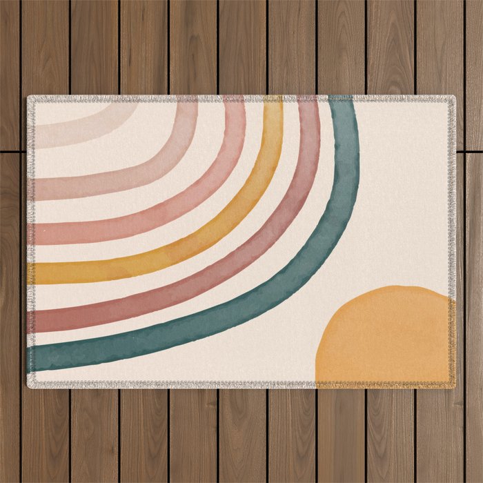 Abstract Colors of the Rainbow Outdoor Rug Gallery Image 1