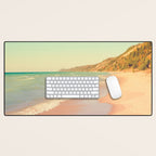 Pastel Beach Bliss - lake michigan summer travel photograph Desk Mat Gallery Image 1