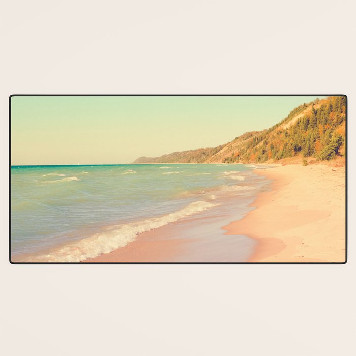 Pastel Beach Bliss - lake michigan summer travel photograph Desk Mat Gallery Image 3
