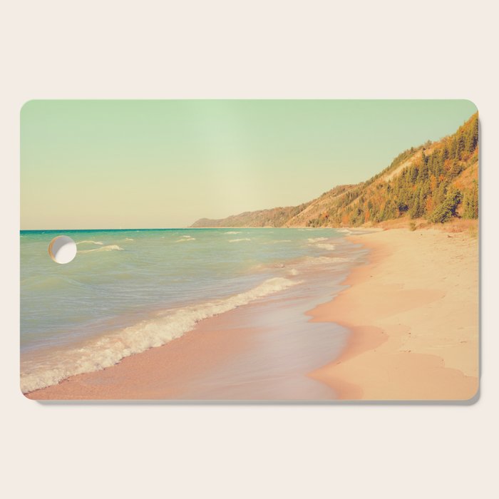 Pastel Beach Bliss - lake michigan summer travel photograph Cutting Board Gallery Image 1