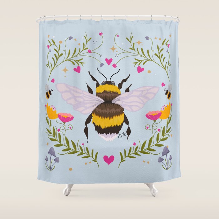 Bumblebee Garden Shower Curtain Gallery Image 1