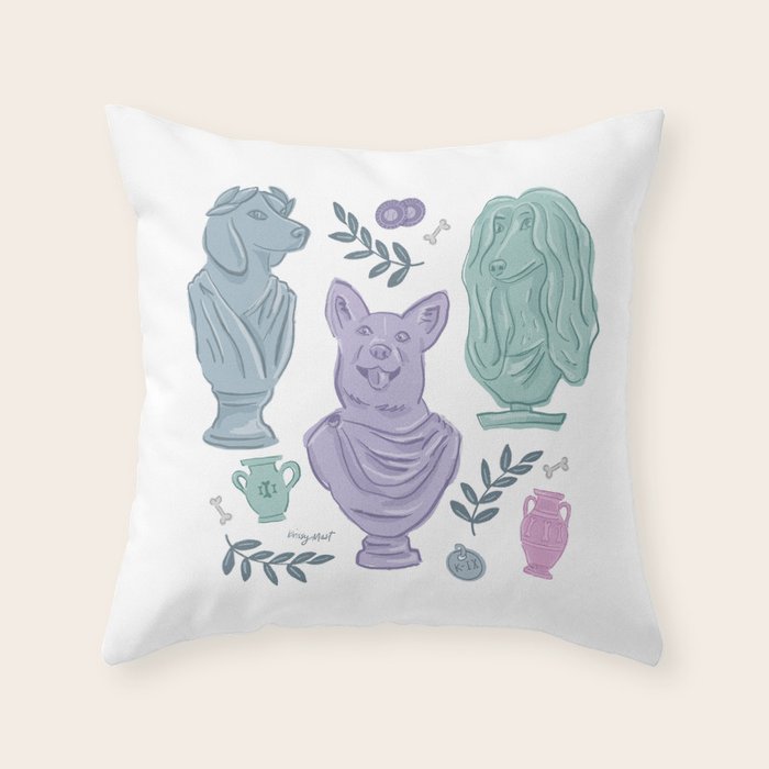 Ancient Greek Dogs Statue Art  Throw Pillow Gallery Image 6