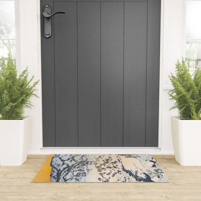 Snow Country Antique Japanese Woodblock Print Welcome Mat Gallery Image 3