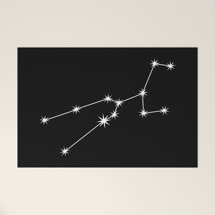 Taurus Zodiac Star Constellation Line Art Black Welcome Mat Gallery Image 1