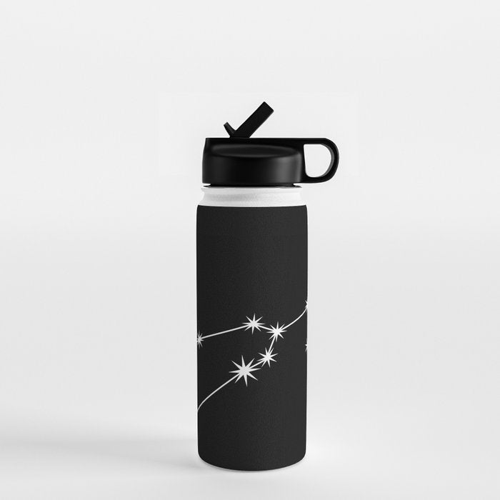 Taurus Zodiac Star Constellation Line Art Black Water Bottle Gallery Image 1