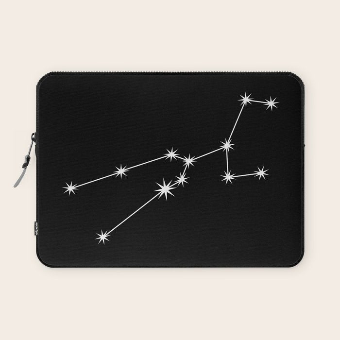 Taurus Zodiac Star Constellation Line Art Black Laptop Sleeve Gallery Image 1