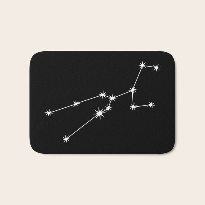 Taurus Zodiac Star Constellation Line Art Black Bath Mat Gallery Image 1