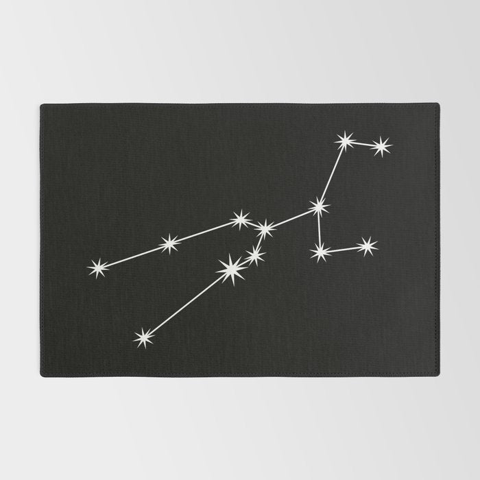 Taurus Zodiac Star Constellation Line Art Black Rug Gallery Image 2