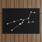 Taurus Zodiac Star Constellation Line Art Black Outdoor Rug Gallery Image 1