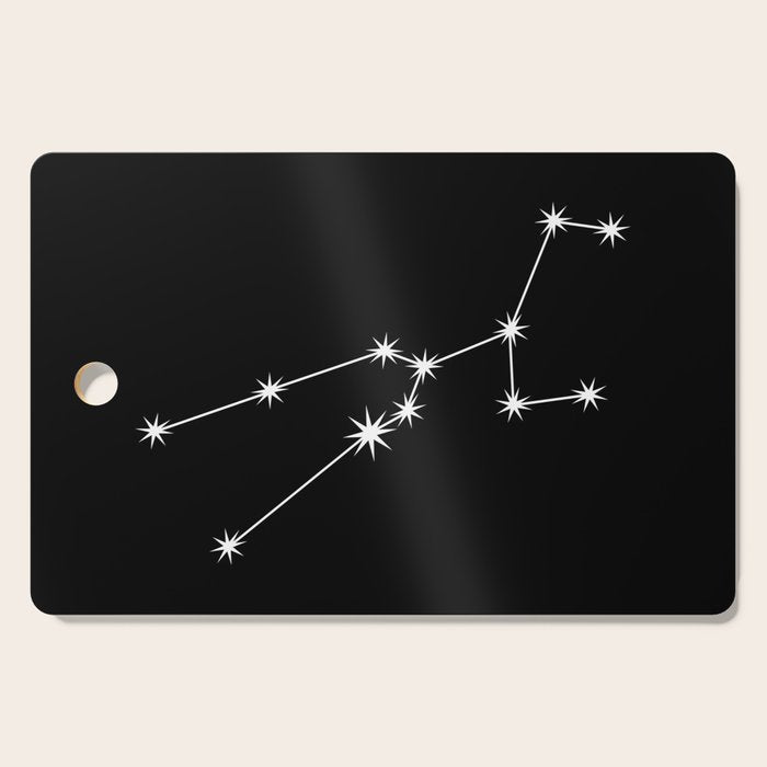 Taurus Zodiac Star Constellation Line Art Black Cutting Board Gallery Image 1