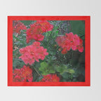 RED GERANIUMS GREEN GARDEN ART Throw Blanket Gallery Image 2
