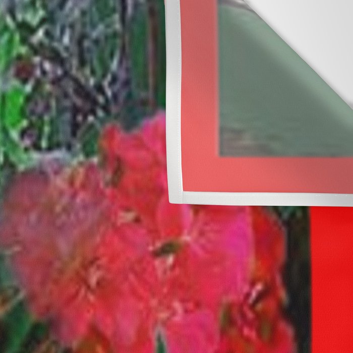 RED GERANIUMS GREEN GARDEN ART Wall Tapestry Gallery Image 3