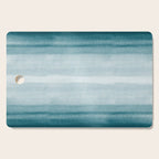 Tropical Dark Teal Inspired by Sherwin Williams 2020 Trending Color Oceanside SW6496 Watercolor Brush Strokes Horizontal Lines Pattern Cutting Board Gallery Image 1