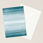 Tropical Dark Teal Inspired by Sherwin Williams 2020 Trending Color Oceanside SW6496 Watercolor Brush Strokes Horizontal Lines Pattern Stationery Card Gallery Image 2