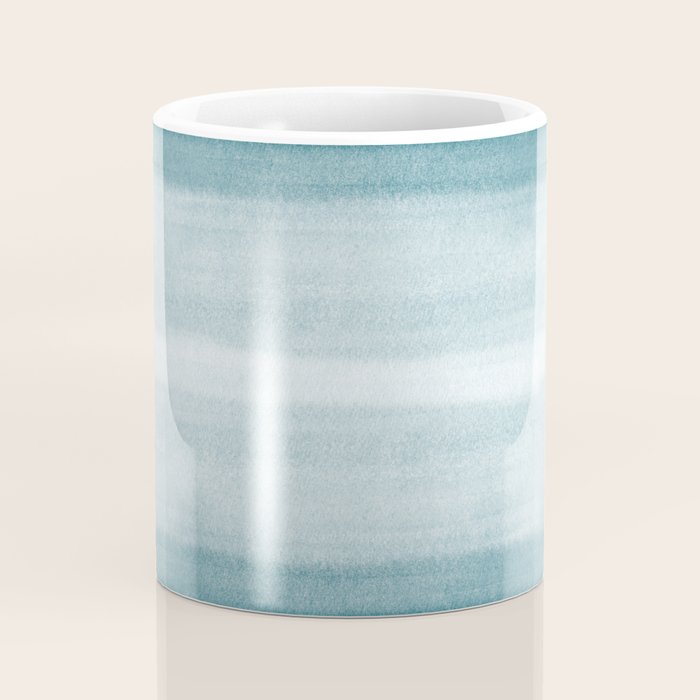 Tropical Dark Teal Inspired by Sherwin Williams 2020 Trending Color Oceanside SW6496 Watercolor Brush Strokes Horizontal Lines Pattern Coffee Mug Gallery Image 4