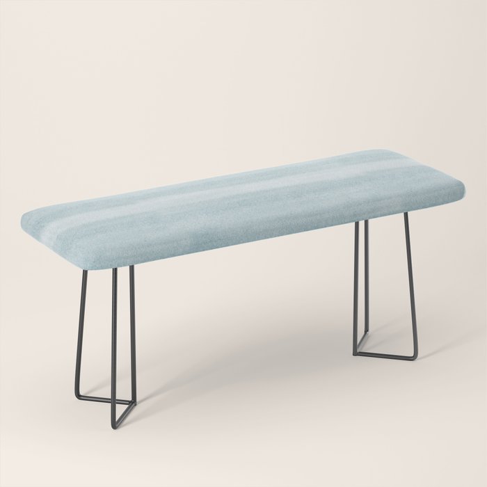 Tropical Dark Teal Inspired by Sherwin Williams 2020 Trending Color Oceanside SW6496 Watercolor Brush Strokes Horizontal Lines Pattern Bench Gallery Image 1