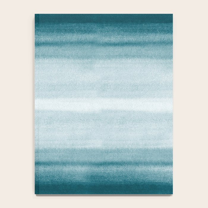 Tropical Dark Teal Inspired by Sherwin Williams 2020 Trending Color Oceanside SW6496 Watercolor Brush Strokes Horizontal Lines Pattern Notebook Gallery Image 4