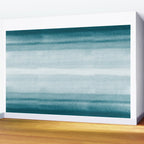 Tropical Dark Teal Inspired by Sherwin Williams 2020 Trending Color Oceanside SW6496 Watercolor Brush Strokes Horizontal Lines Pattern Wall Mural Gallery Image 2