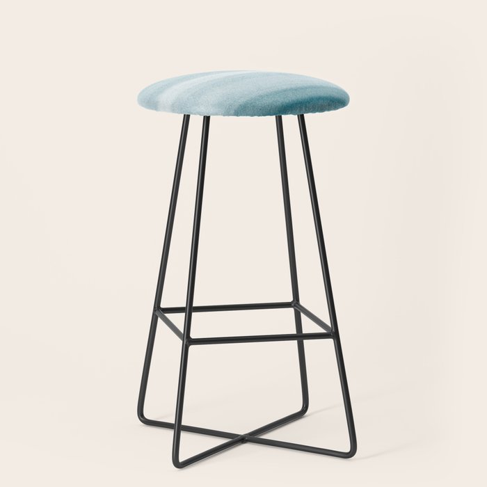 Tropical Dark Teal Inspired by Sherwin Williams 2020 Trending Color Oceanside SW6496 Watercolor Brush Strokes Horizontal Lines Pattern Stool Gallery Image 1