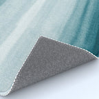 Tropical Dark Teal Inspired by Sherwin Williams 2020 Trending Color Oceanside SW6496 Watercolor Brush Strokes Horizontal Lines Pattern Rug Gallery Image 4