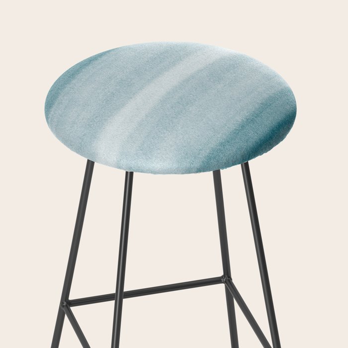 Tropical Dark Teal Inspired by Sherwin Williams 2020 Trending Color Oceanside SW6496 Watercolor Brush Strokes Horizontal Lines Pattern Stool Gallery Image 2