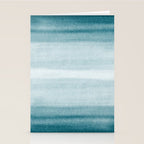Tropical Dark Teal Inspired by Sherwin Williams 2020 Trending Color Oceanside SW6496 Watercolor Brush Strokes Horizontal Lines Pattern Stationery Card Gallery Image 2