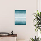 Tropical Dark Teal Inspired by Sherwin Williams 2020 Trending Color Oceanside SW6496 Watercolor Brush Strokes Horizontal Lines Pattern Poster Gallery Image 2