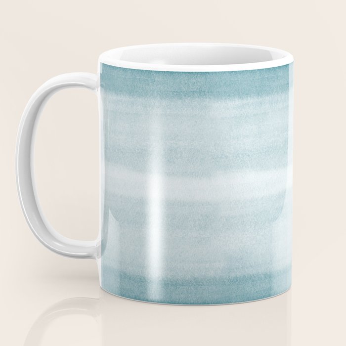 Tropical Dark Teal Inspired by Sherwin Williams 2020 Trending Color Oceanside SW6496 Watercolor Brush Strokes Horizontal Lines Pattern Coffee Mug Gallery Image 3