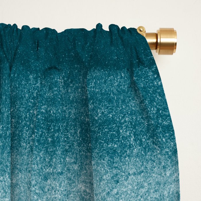 Tropical Dark Teal Inspired by Sherwin Williams 2020 Trending Color Oceanside SW6496 Watercolor Brush Strokes Horizontal Lines Pattern Window Curtain Gallery Image 2