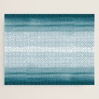Tropical Dark Teal Inspired by Sherwin Williams 2020 Trending Color Oceanside SW6496 Watercolor Brush Strokes Horizontal Lines Pattern Jigsaw Puzzle Gallery Image 1