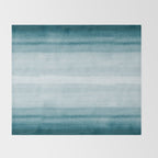 Tropical Dark Teal Inspired by Sherwin Williams 2020 Trending Color Oceanside SW6496 Watercolor Brush Strokes Horizontal Lines Pattern Throw Blanket Gallery Image 2