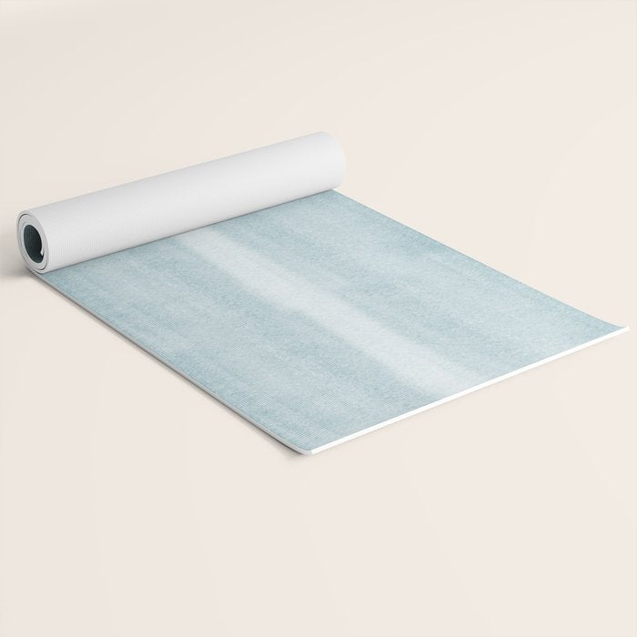 Tropical Dark Teal Inspired by Sherwin Williams 2020 Trending Color Oceanside SW6496 Watercolor Brush Strokes Horizontal Lines Pattern Yoga Mat Gallery Image 2