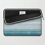 Tropical Dark Teal Inspired by Sherwin Williams 2020 Trending Color Oceanside SW6496 Watercolor Brush Strokes Horizontal Lines Pattern Laptop Sleeve Gallery Image 2