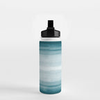 Tropical Dark Teal Inspired by Sherwin Williams 2020 Trending Color Oceanside SW6496 Watercolor Brush Strokes Horizontal Lines Pattern Water Bottle Gallery Image 2