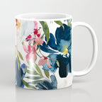 Burgundy Navy Floral Watercolor Pattern A OS Coffee Mug Gallery Image 1