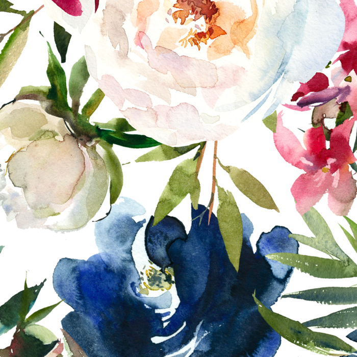Burgundy Navy Floral Watercolor Pattern A OS Coffee Mug Gallery Image 2