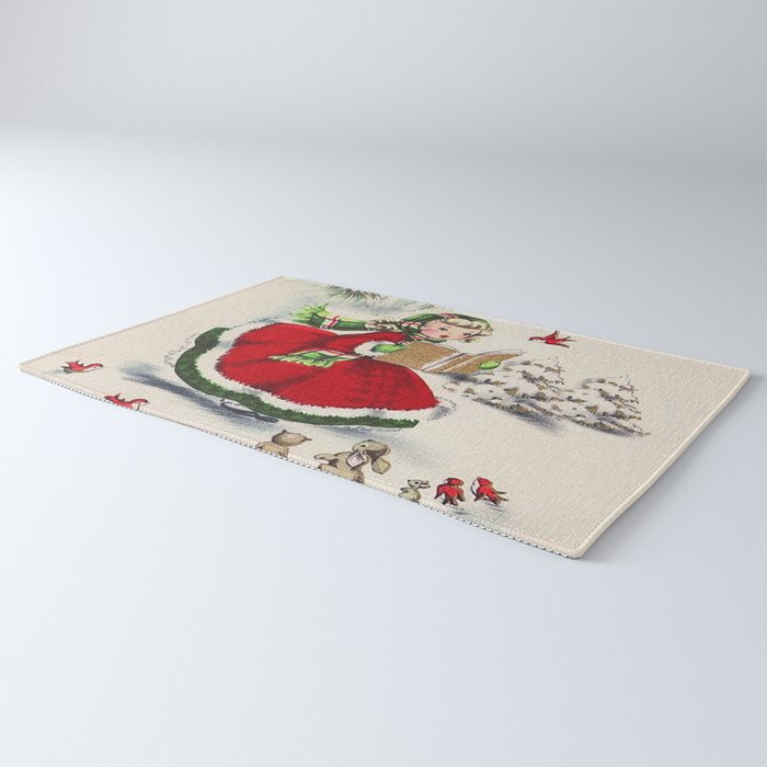 Vintage Christmas Girl Rug Gallery Image 3