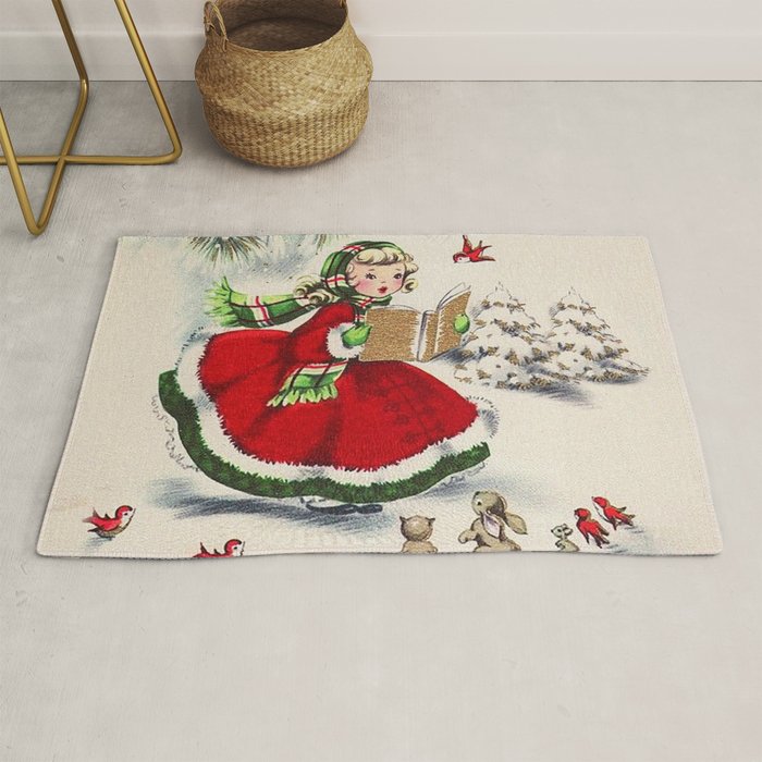 Vintage Christmas Girl Rug Gallery Image 1